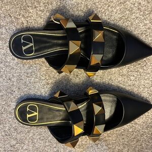 Valentino Black Roman Stud Mules